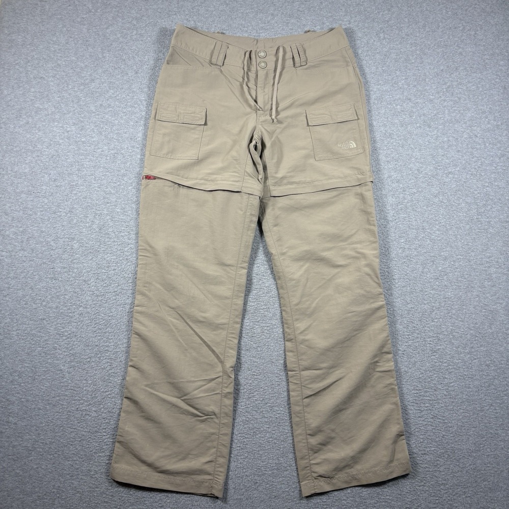The North Face Womens 8 Khaki Convertible Hiking Cargo Pants Zip Off Shorts